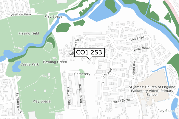 CO1 2SB map - large scale - OS Open Zoomstack (Ordnance Survey)