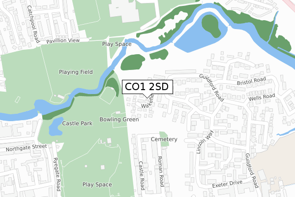 CO1 2SD map - large scale - OS Open Zoomstack (Ordnance Survey)
