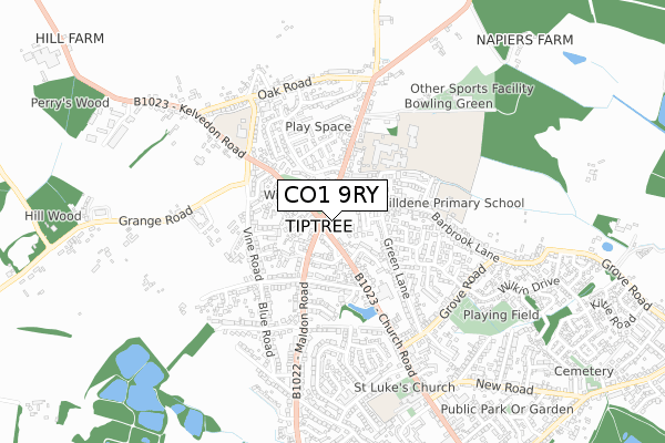 CO1 9RY map - small scale - OS Open Zoomstack (Ordnance Survey)