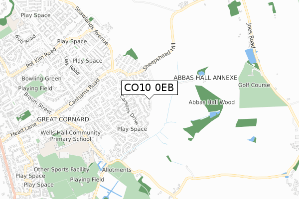 CO10 0EB map - small scale - OS Open Zoomstack (Ordnance Survey)