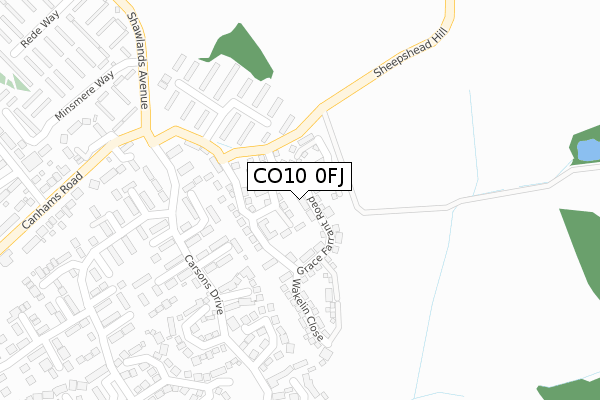 CO10 0FJ map - large scale - OS Open Zoomstack (Ordnance Survey)