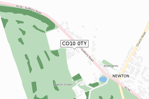 CO10 0TY map - large scale - OS Open Zoomstack (Ordnance Survey)