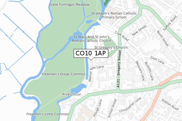 CO10 1AP map - large scale - OS Open Zoomstack (Ordnance Survey)