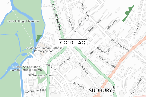 CO10 1AQ map - large scale - OS Open Zoomstack (Ordnance Survey)