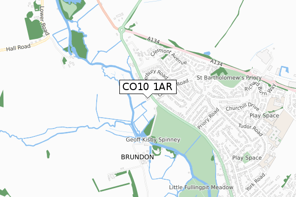 CO10 1AR map - small scale - OS Open Zoomstack (Ordnance Survey)