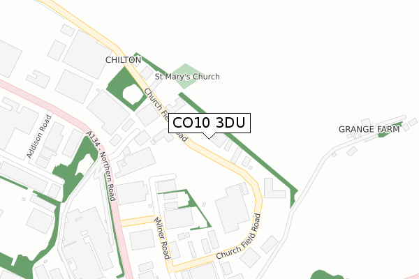 CO10 3DU map - large scale - OS Open Zoomstack (Ordnance Survey)