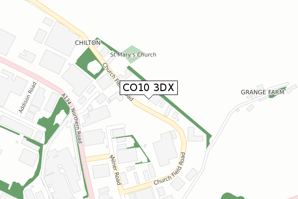 CO10 3DX map - large scale - OS Open Zoomstack (Ordnance Survey)