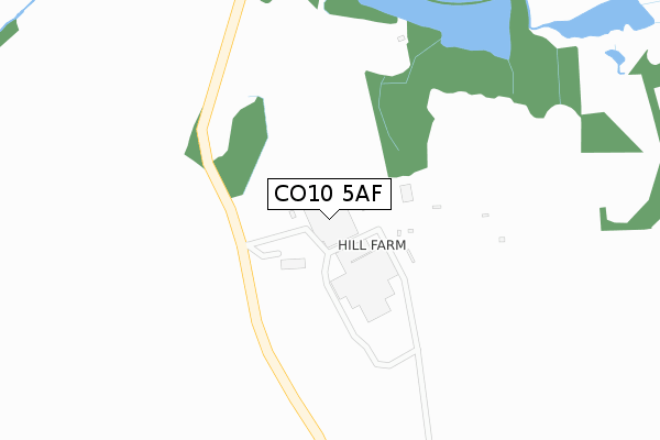 CO10 5AF map - large scale - OS Open Zoomstack (Ordnance Survey)