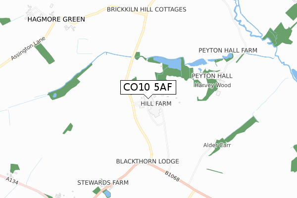CO10 5AF map - small scale - OS Open Zoomstack (Ordnance Survey)