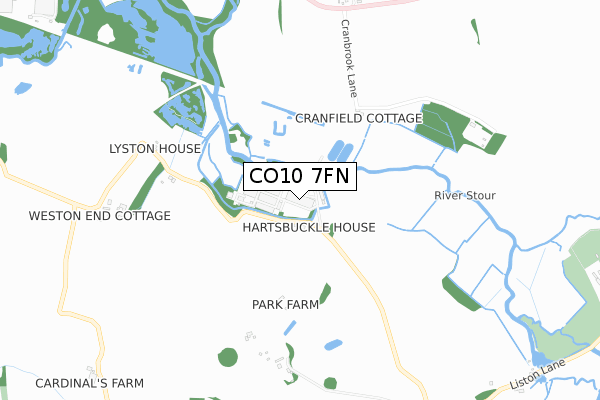 CO10 7FN map - small scale - OS Open Zoomstack (Ordnance Survey)