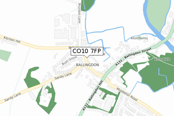 CO10 7FP map - large scale - OS Open Zoomstack (Ordnance Survey)