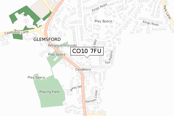 CO10 7FU map - large scale - OS Open Zoomstack (Ordnance Survey)