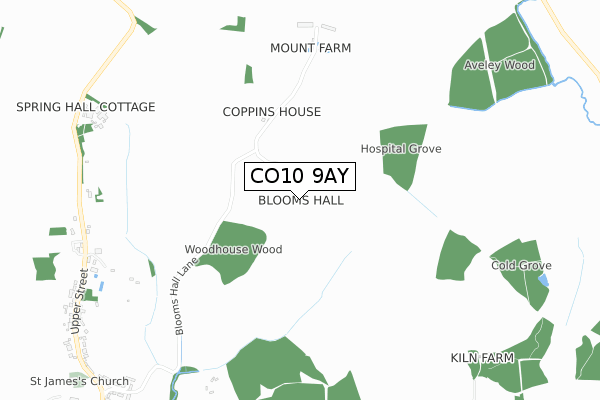 CO10 9AY map - small scale - OS Open Zoomstack (Ordnance Survey)