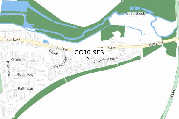 CO10 9FS map - large scale - OS Open Zoomstack (Ordnance Survey)