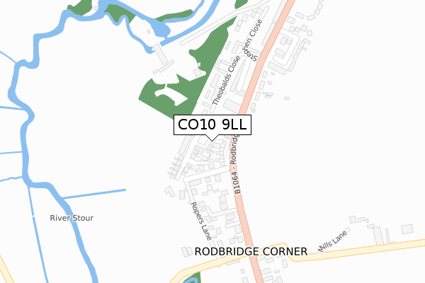 CO10 9LL map - large scale - OS Open Zoomstack (Ordnance Survey)