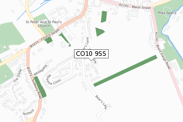 CO10 9SS map - large scale - OS Open Zoomstack (Ordnance Survey)