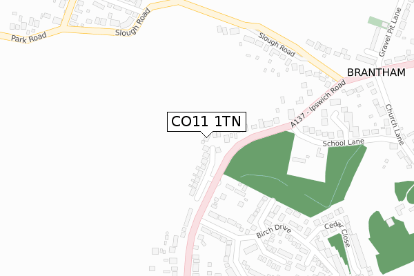CO11 1TN map - large scale - OS Open Zoomstack (Ordnance Survey)
