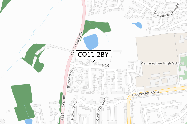 CO11 2BY map - large scale - OS Open Zoomstack (Ordnance Survey)