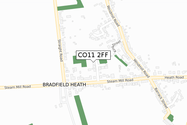 CO11 2FF map - large scale - OS Open Zoomstack (Ordnance Survey)