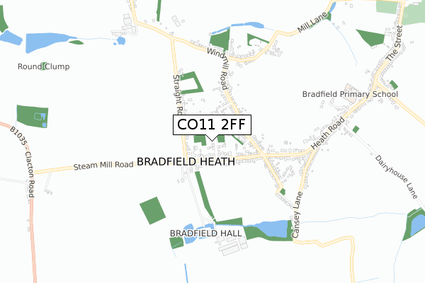 CO11 2FF map - small scale - OS Open Zoomstack (Ordnance Survey)