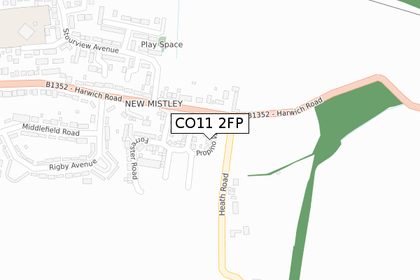 CO11 2FP map - large scale - OS Open Zoomstack (Ordnance Survey)