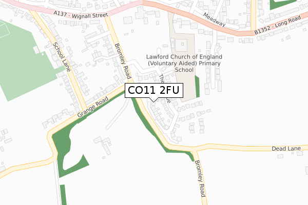 CO11 2FU map - large scale - OS Open Zoomstack (Ordnance Survey)