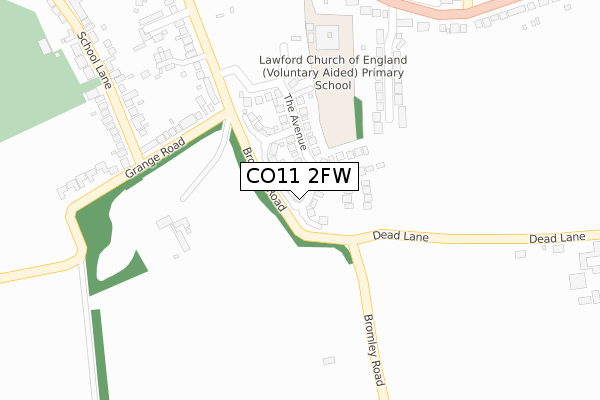 CO11 2FW map - large scale - OS Open Zoomstack (Ordnance Survey)