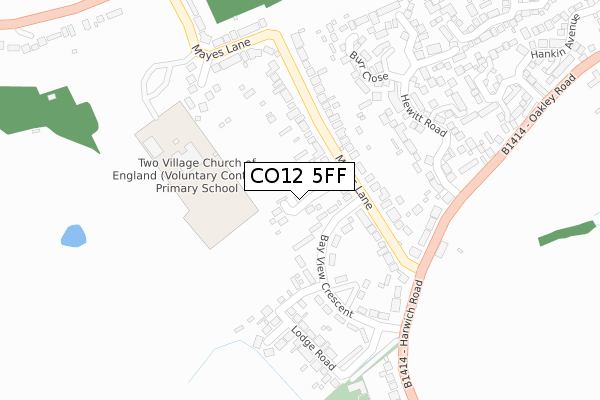 CO12 5FF map - large scale - OS Open Zoomstack (Ordnance Survey)