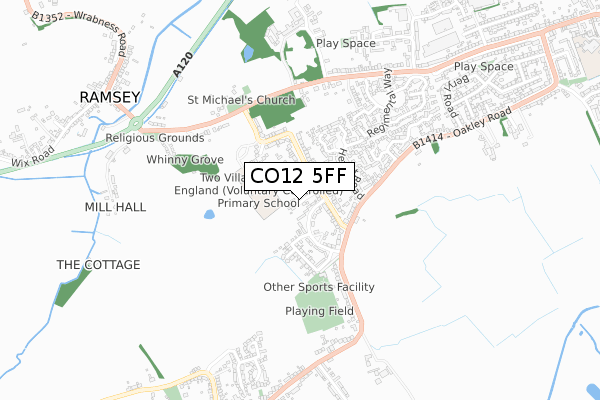 CO12 5FF map - small scale - OS Open Zoomstack (Ordnance Survey)