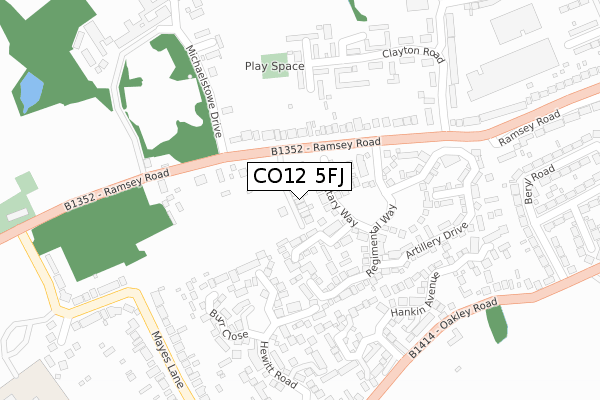 CO12 5FJ map - large scale - OS Open Zoomstack (Ordnance Survey)