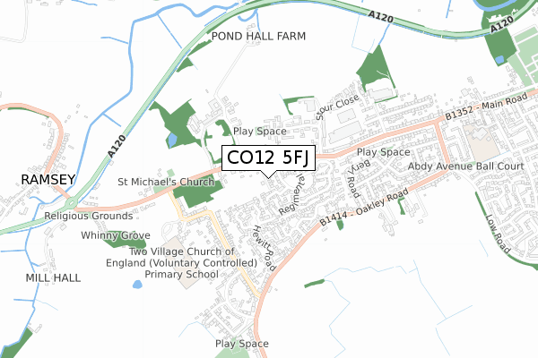 CO12 5FJ map - small scale - OS Open Zoomstack (Ordnance Survey)