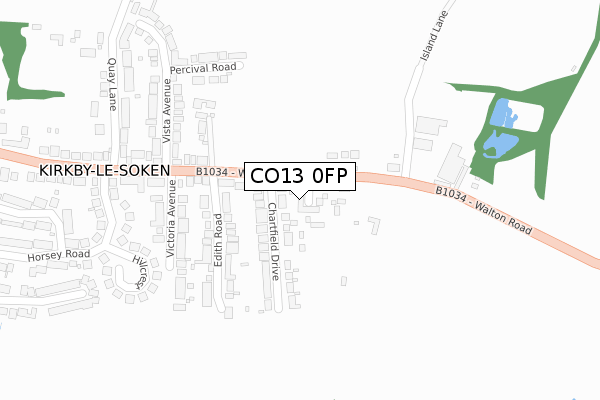 CO13 0FP map - large scale - OS Open Zoomstack (Ordnance Survey)