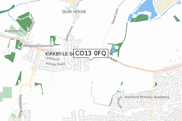 CO13 0FQ map - small scale - OS Open Zoomstack (Ordnance Survey)