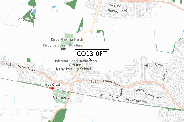 CO13 0FT map - small scale - OS Open Zoomstack (Ordnance Survey)