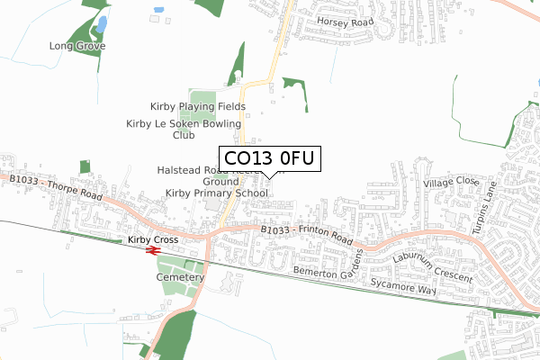 CO13 0FU map - small scale - OS Open Zoomstack (Ordnance Survey)
