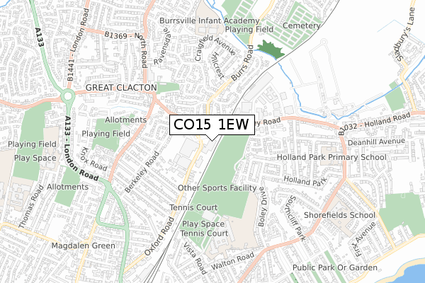 CO15 1EW map - small scale - OS Open Zoomstack (Ordnance Survey)