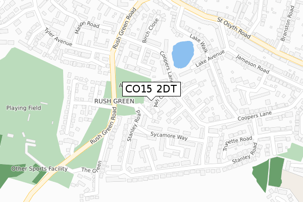 CO15 2DT map - large scale - OS Open Zoomstack (Ordnance Survey)