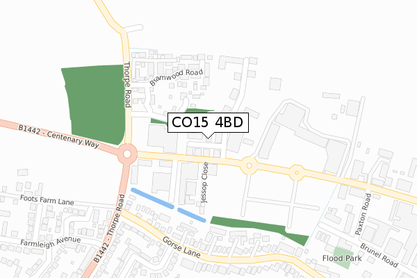 CO15 4BD map - large scale - OS Open Zoomstack (Ordnance Survey)