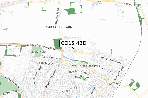CO15 4BD map - small scale - OS Open Zoomstack (Ordnance Survey)