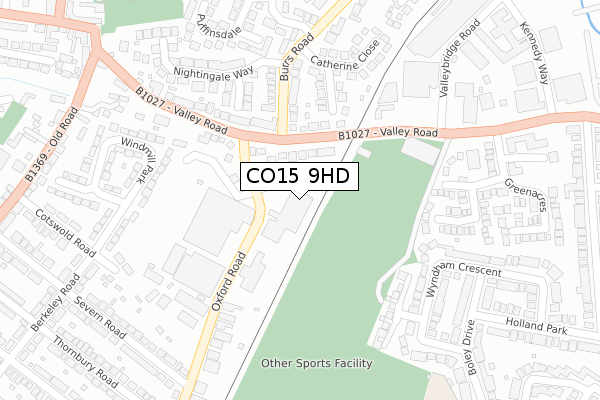 CO15 9HD map - large scale - OS Open Zoomstack (Ordnance Survey)