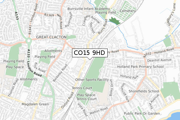 CO15 9HD map - small scale - OS Open Zoomstack (Ordnance Survey)