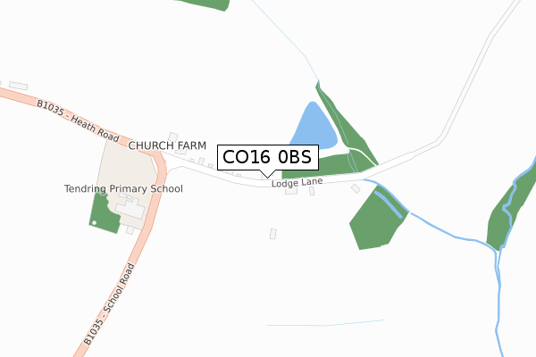 CO16 0BS map - large scale - OS Open Zoomstack (Ordnance Survey)