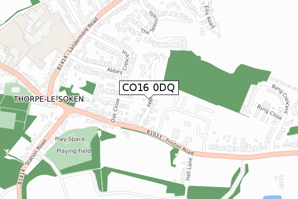 CO16 0DQ map - large scale - OS Open Zoomstack (Ordnance Survey)
