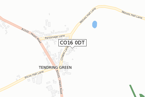 CO16 0DT map - large scale - OS Open Zoomstack (Ordnance Survey)