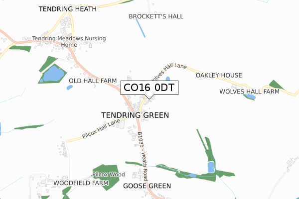 CO16 0DT map - small scale - OS Open Zoomstack (Ordnance Survey)