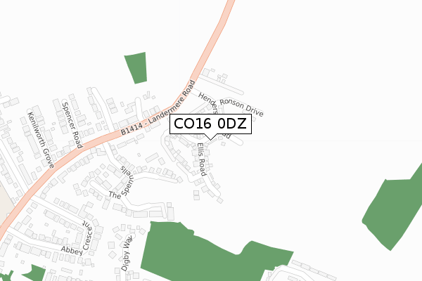 CO16 0DZ map - large scale - OS Open Zoomstack (Ordnance Survey)