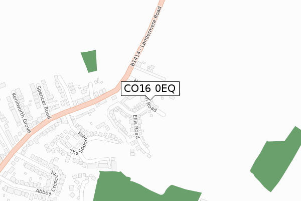 CO16 0EQ map - large scale - OS Open Zoomstack (Ordnance Survey)