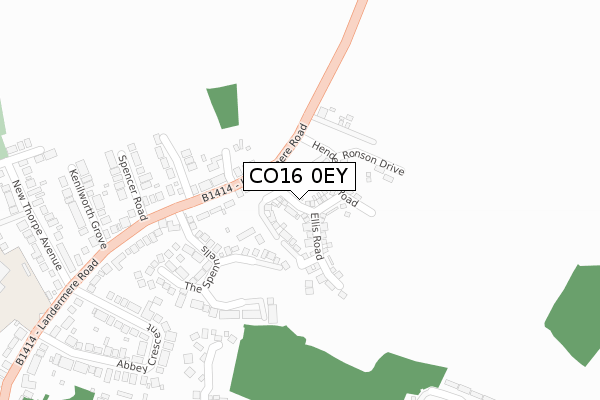 CO16 0EY map - large scale - OS Open Zoomstack (Ordnance Survey)