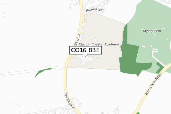 CO16 8BE map - large scale - OS Open Zoomstack (Ordnance Survey)