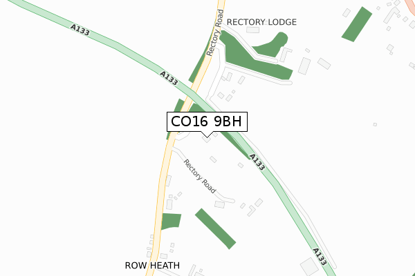 CO16 9BH map - large scale - OS Open Zoomstack (Ordnance Survey)